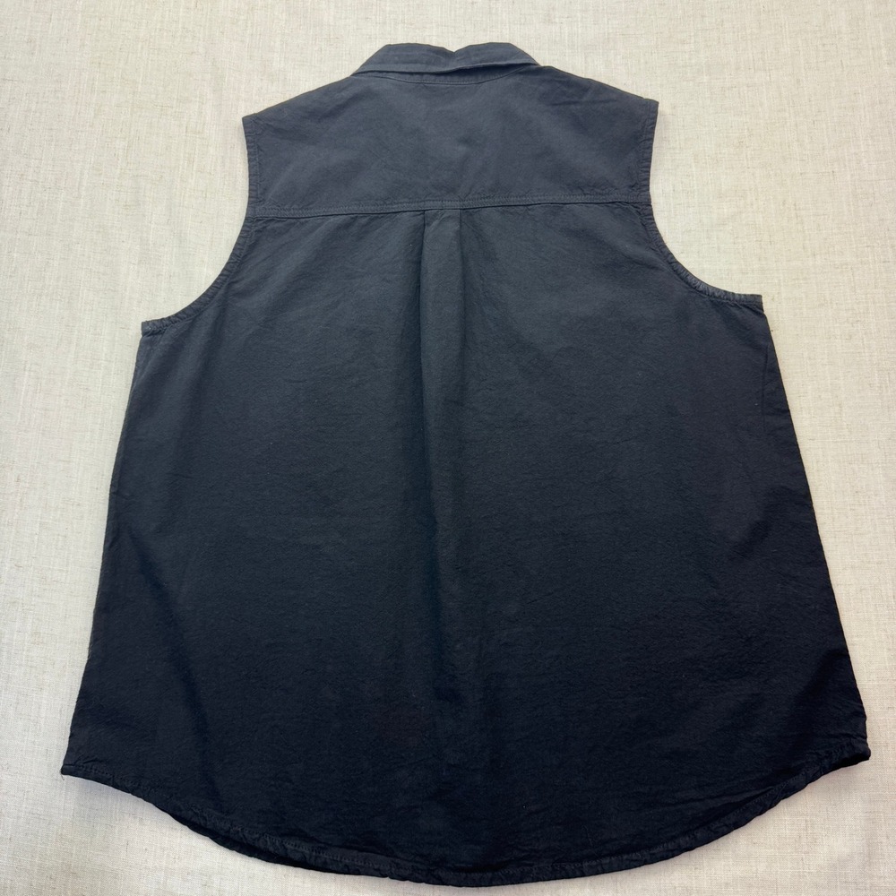 Erika & Co Sleeveless Button Down Women LG Black Floral Embroidered Cotton Top - Picture 6 of 7